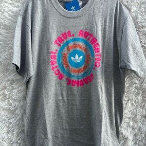 New Adidas Men Gray Graphic short sleeve T-Shirt